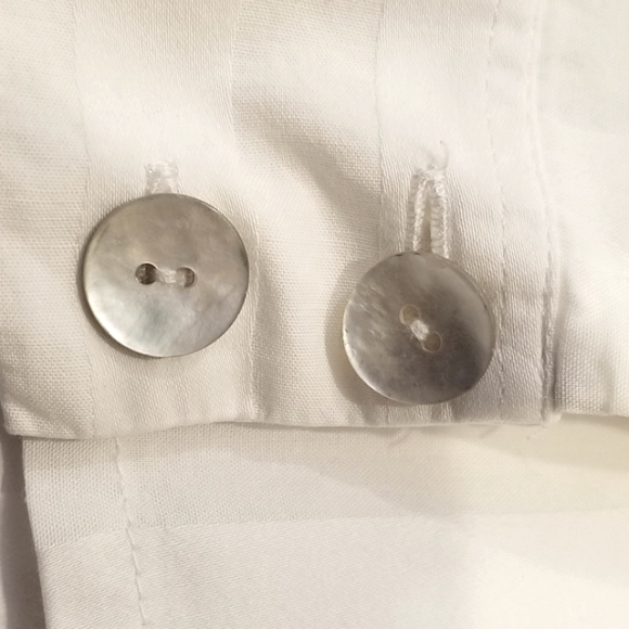 Anne Fontaine Classic White Alternating White Stripe Hidden Button Down Shirt - Picture 10 of 14